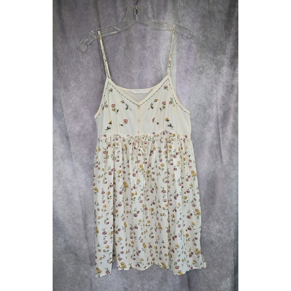 VTG Victoria's Secret Country Cottagecore Prairie Embroidered Babydoll Nightgown